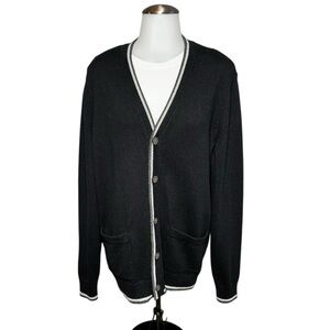 American Eagle Outfitters Cardigan Sweater Black Grey Trim MNS SZ MT